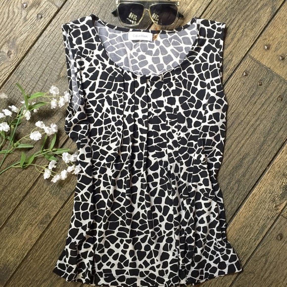 Calvin Klein Dressy Tank Giraffe Print Pleats