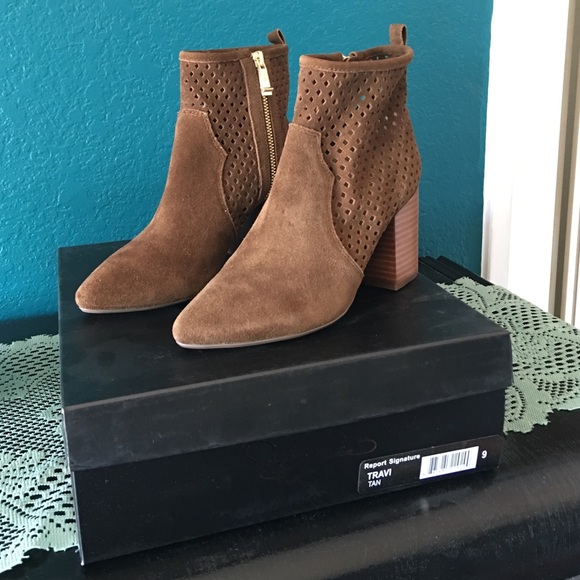 Brown perforated booties