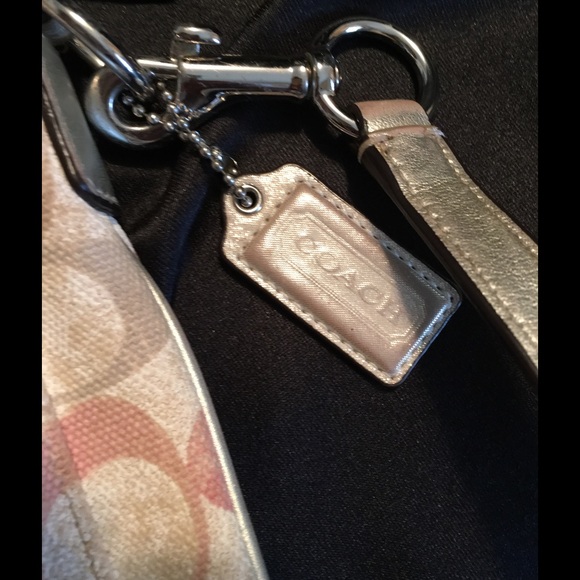 Cream, Pink, Sequin, Coach Satchel - Picture 3 of 4