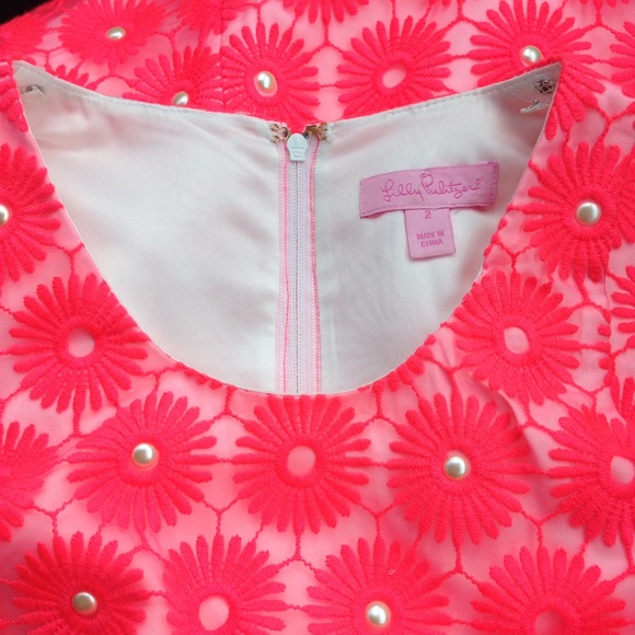 Lilly Pulitzer Neon Pink Pearl dress sz 2 - Picture 3 of 4