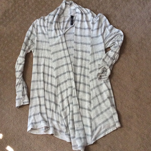 Light grey and dark grey striped cardigan