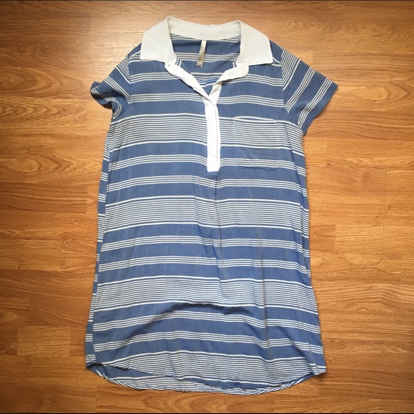 Beach Blue Stripe Button Up Dress - Size S