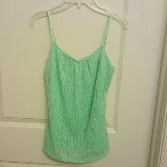 Green lace tank