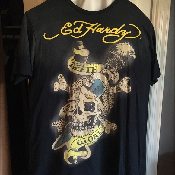 Ed Hardy Short Sleeve Shirt with Rhinestones