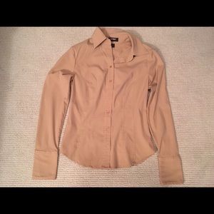 Tan/beige button-down blouse