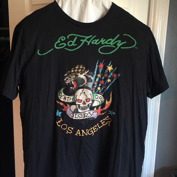 Ed Hardy Short Sleeve Shirt with Rhinestones