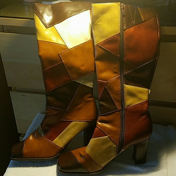 Transit Knee-high Brown Patchwork Boots