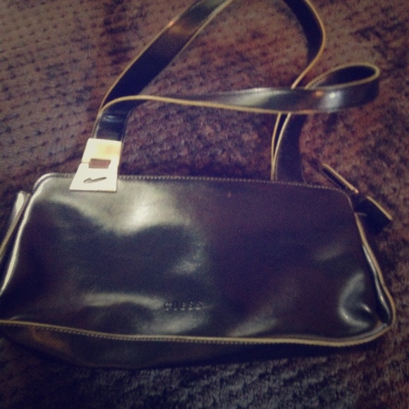 Black leather guess purse