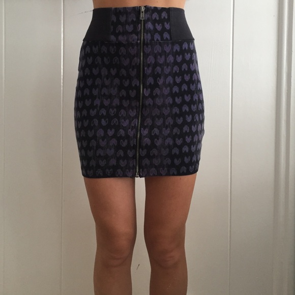 Purple and black mini skirt