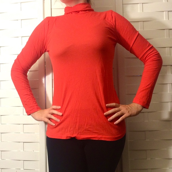J. Crew Hot Pink Turtle Neck Long Sleeved Tee