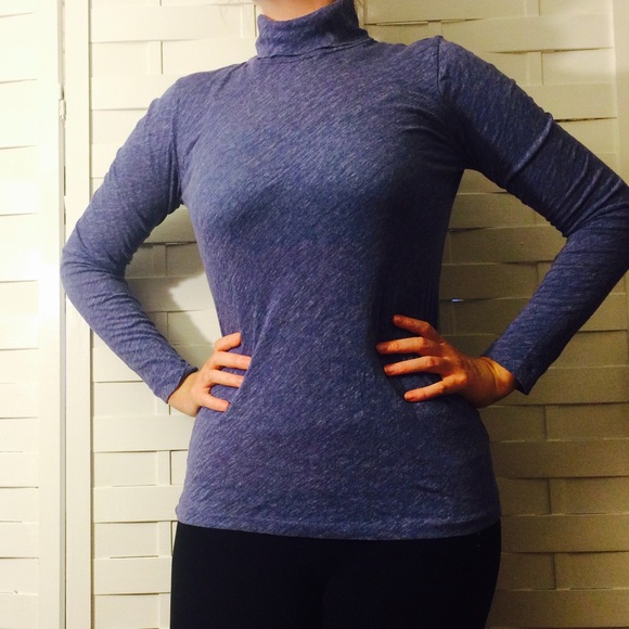 Heather Blue J. Crew Tissue Turtleneck Tee