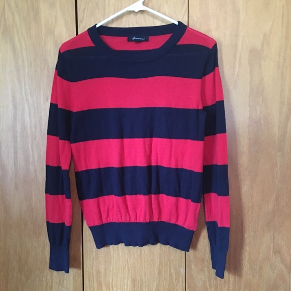 Red and Navy Striped Sweater