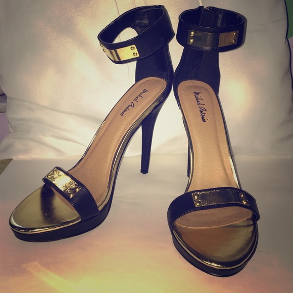 Black gold plated heels