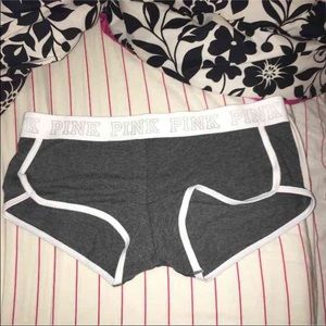 PINK gray logo boyshort panties (NWT)