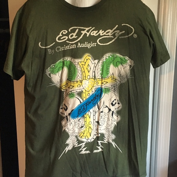 Ed Hardy Short Sleeve Shirt with Rhinestones