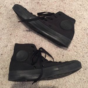 All black converse hi tops size 8 men's.