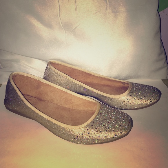 Gold glitter flats