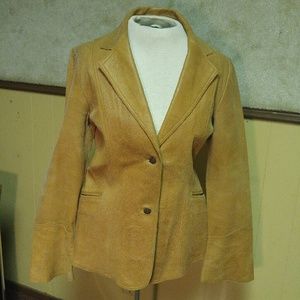 Distressed leather blazer