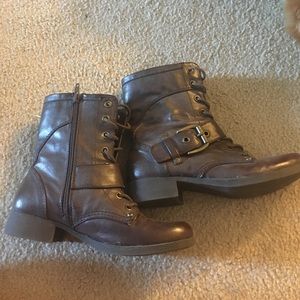 brown combat boots