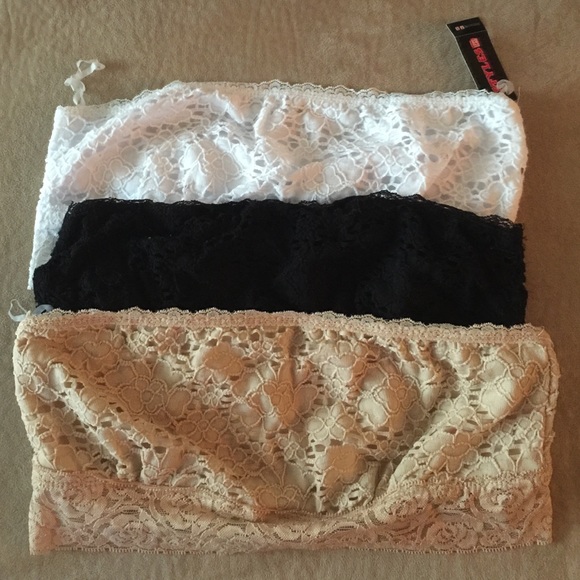 Lace bandeau bundle black, white and tan color. - Picture 1 of 4