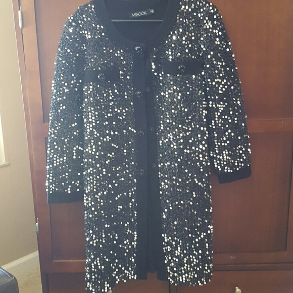Elegant sequined open jacket
