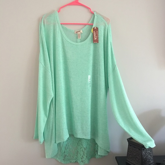 Mint green lace top
