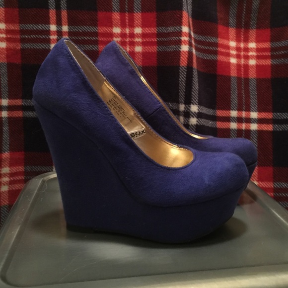 Blue platform wedge heels - make an offer - Picture 1 of 4