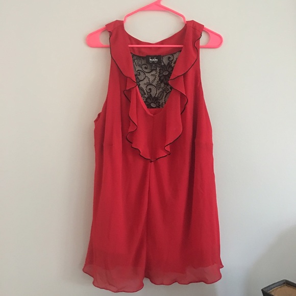 NWOT red lace back blouse - Picture 1 of 3