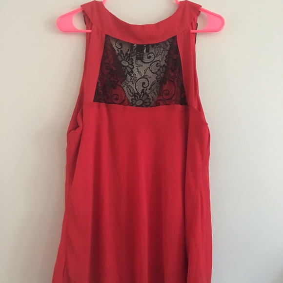 NWOT red lace back blouse - Picture 2 of 3