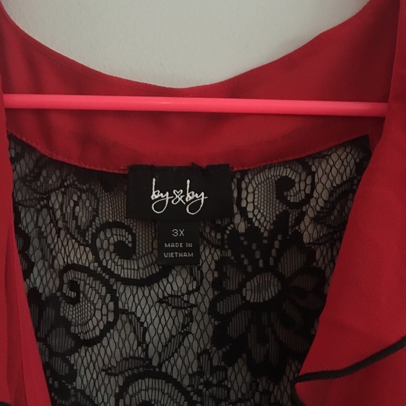 NWOT red lace back blouse - Picture 3 of 3