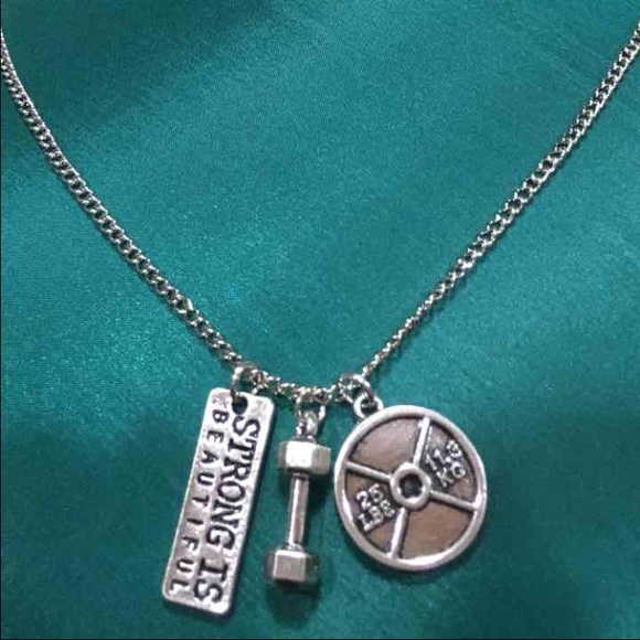 NEW ✨ Silver Weights STRONG BARBELL NECKLACE ✨