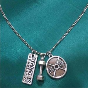 NEW ✨ Silver Weights STRONG BARBELL NECKLACE ✨