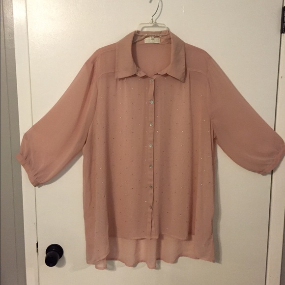 Beautiful sheer sequined 3/4 length  sleeve blouse