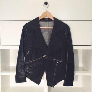 Cut 25 by Yigal Azrouel Leather Knit Biker Jacket