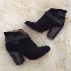 Black Chunky Heel Booties