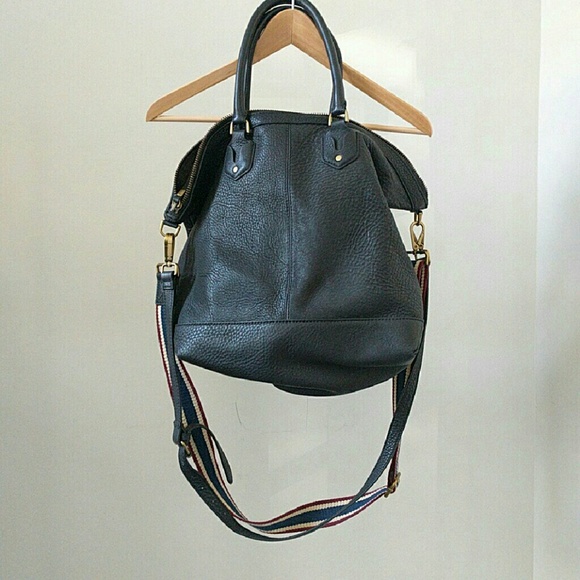 Madewell Handbags - Madewell Berliner Satchel black leather stripe