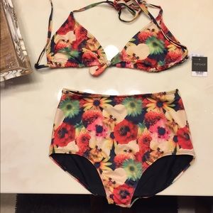 Topshop high waisted swim suit