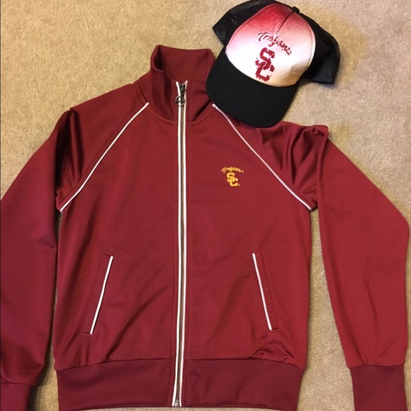 USC official logo zip up jacket and trucker hat