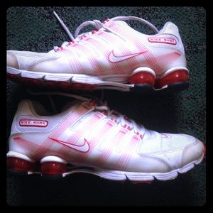 Red and white Nike Shox
