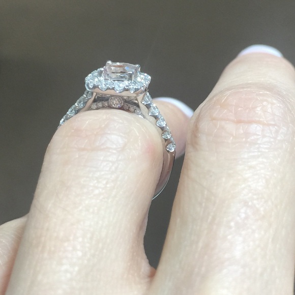 Morganite diamond ring, 14 kt white gold - Picture 2 of 3