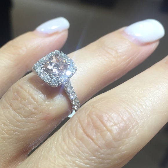 Morganite diamond ring, 14 kt white gold - Picture 3 of 3