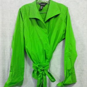 J.Peterman Swan Blouse in lime green