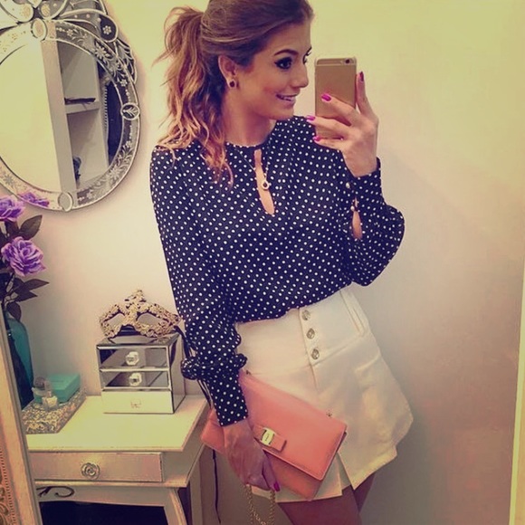 Long Sleeve Polka Dot Blouse!