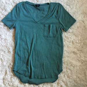 Teal V-Neck Tee W/ Pocket