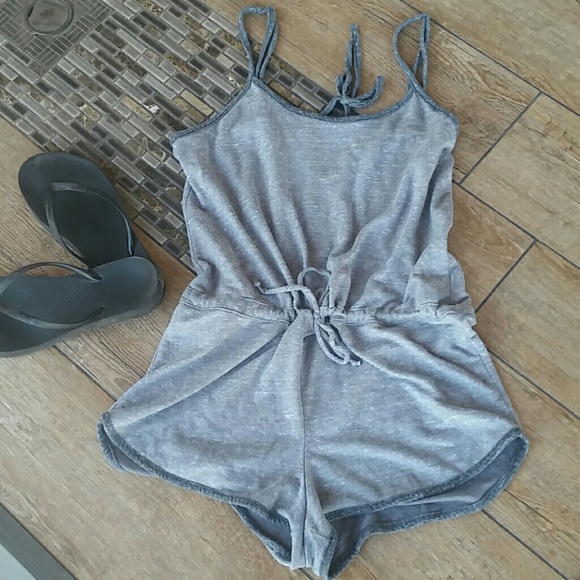 GREY CINCH WAIST ROMPER