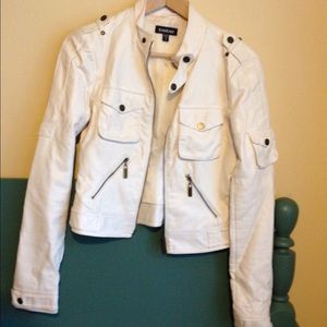 NWT Cream Faux Leather Moto Jacket