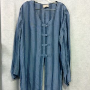 Button down long sleeve stripe tunic