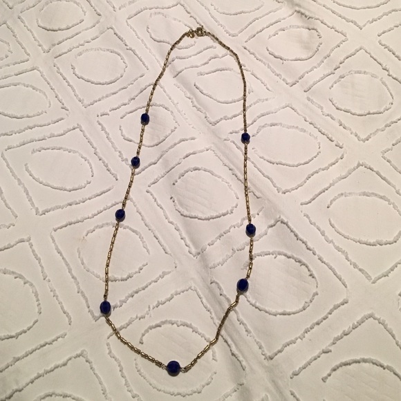 Long JCrew necklace with enamel blue beads