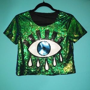 Sequin Eyeball Crop Top