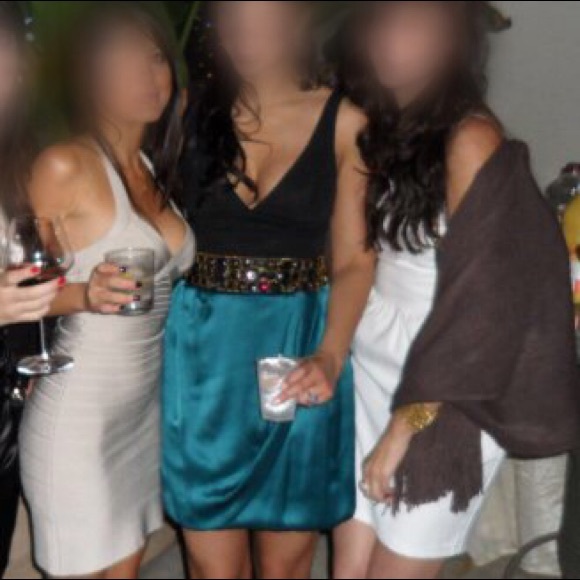 Cocktail dress w/ sewn on antique jewel belt - Picture 1 of 4